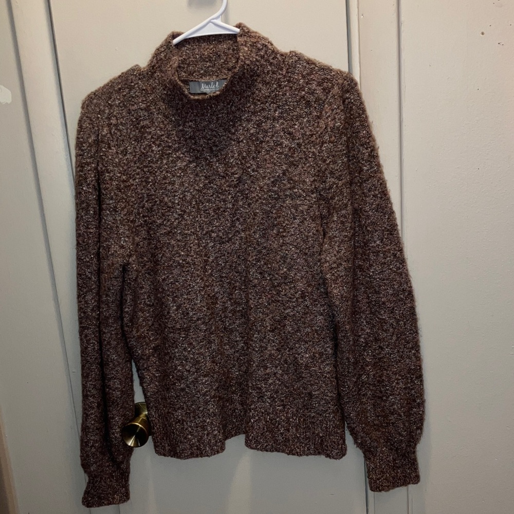 Marled Turtleneck Sweater Pink & Gray Flecked Large